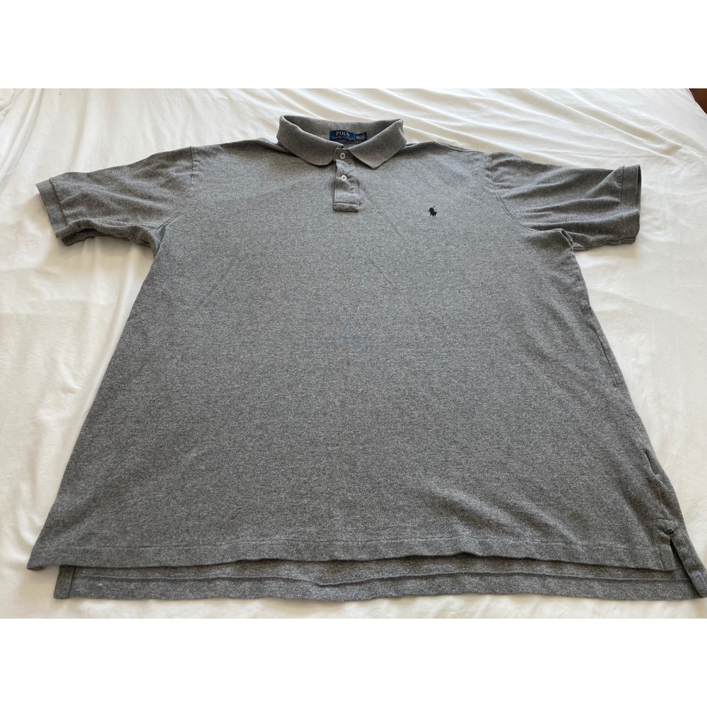 Polo Ralph Lauren Mens Gray Short Sleeve Cotton Pique Pony Logo Polo Shirt XXL
